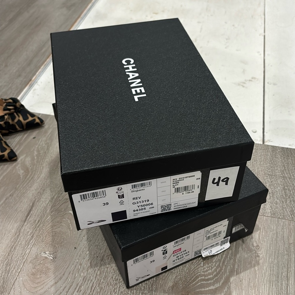Chanel oringal shoe boxes. With dust bags
